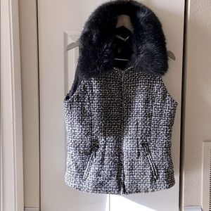 Black and white tweed vest